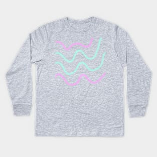 Colorful watercolor lines abstract art Kids Long Sleeve T-Shirt